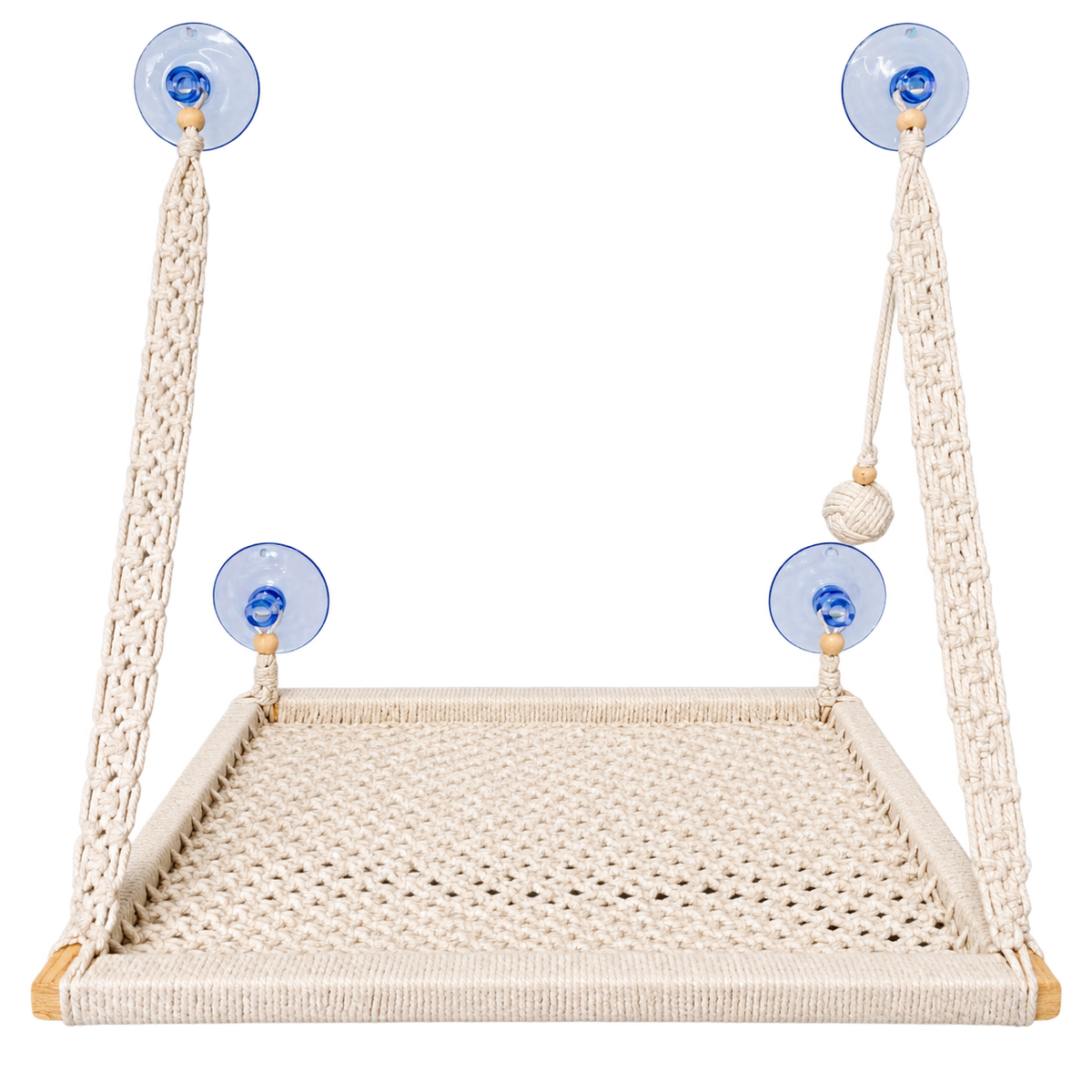 MacraMeow Large Macrame Window Perch – No Tassels, Minimalist Design
