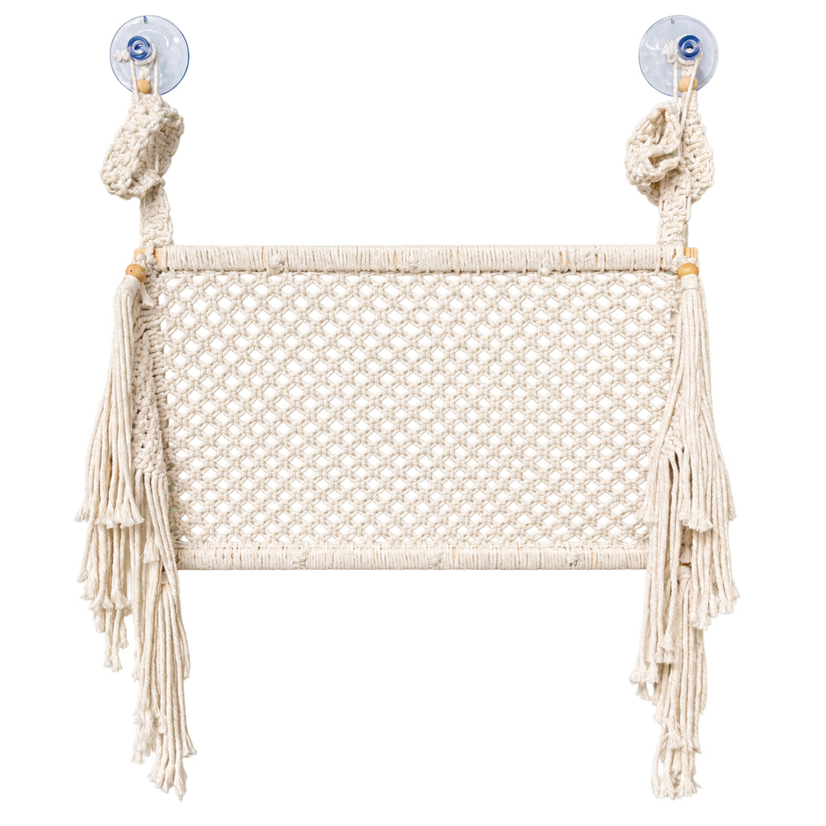 MacraMeow Handcrafted Large Macrame Hammock Cat – Side Tassels, Boho Charm
