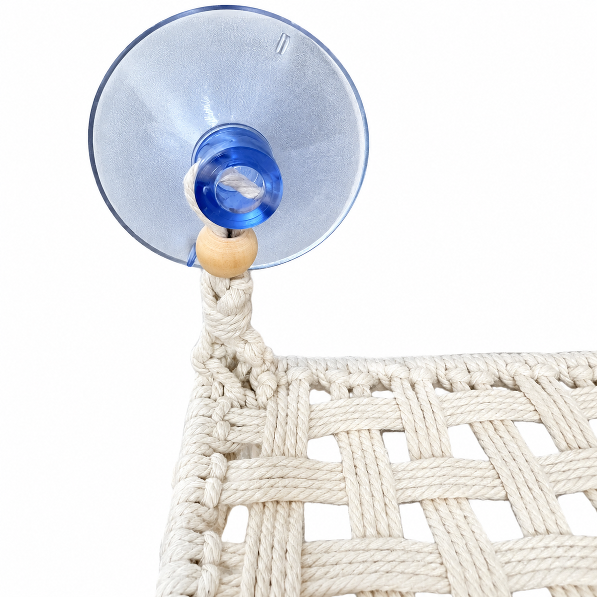 MacraMeow Small Macrame Window Perch – Triple Tassels, Boho Style