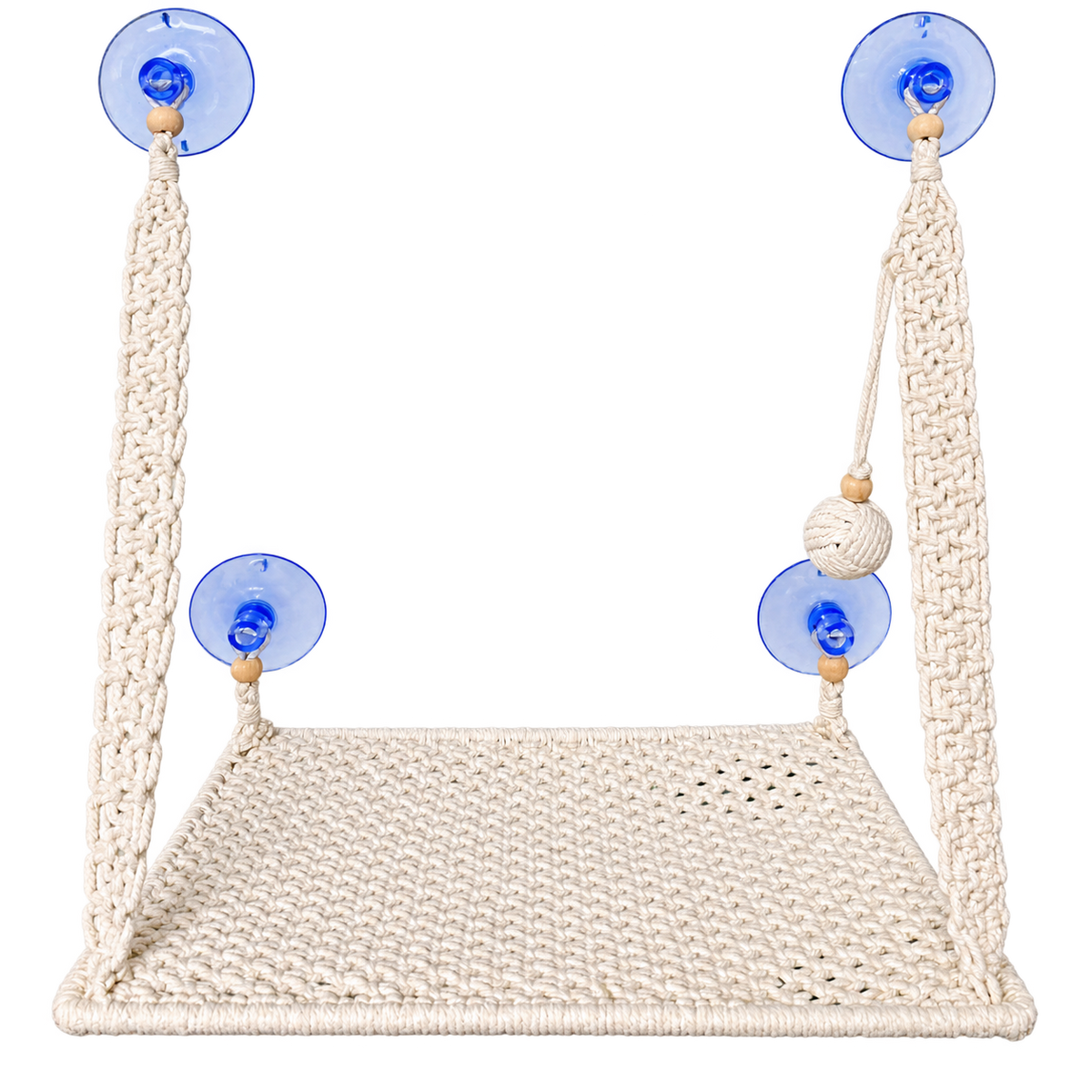 MacraMeow Handcrafted Small Cat Window Perch – No Tassels, Space-Saving Design