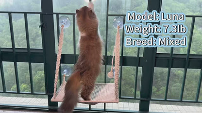 MacraMeow Handcrafted Small Cat Window Perch – No Tassels, Space-Saving Design